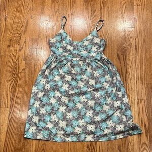 Old Navy Teal and Black Floral Pattern dress size medium 100% cotton